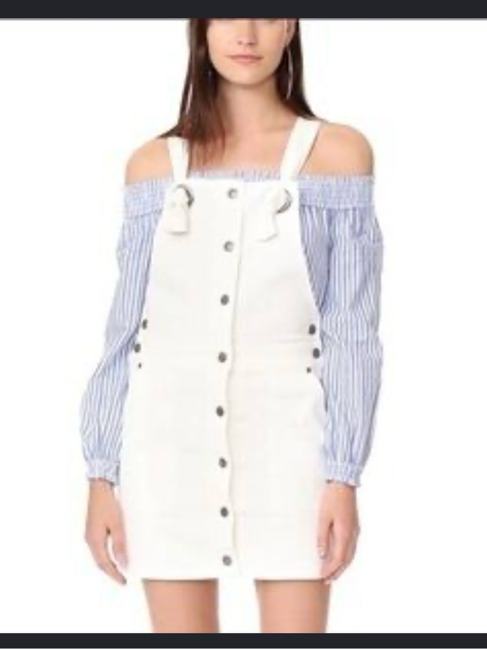 Rebecca Minkoff White Denim Button-Front Overall overalls skirt - Picture 2 of 12